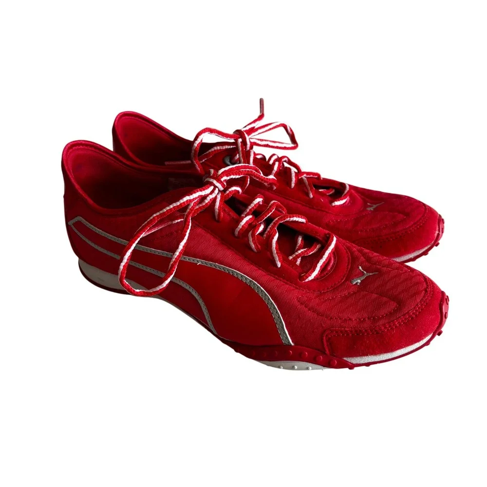Puma Fitness Women Red Silver Low Top Athletic Sneakers Shoes Size 8 Lace Up